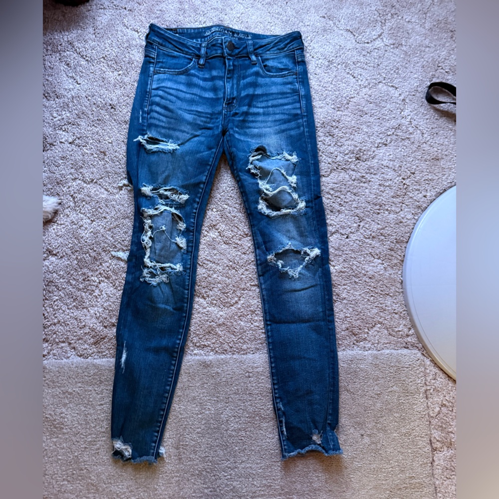 American Eagle Outfitters Blue Distressed Jeans